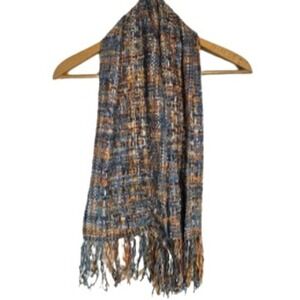 Vtg Unique Hand‎ Woven Silk Ribbon Neck Scarf Fringe Winter Casual Fashion Artsy